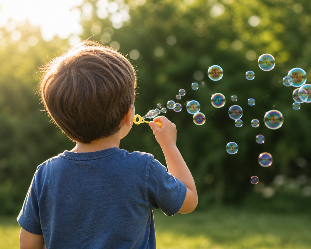 child blowing bubbles for self regulation