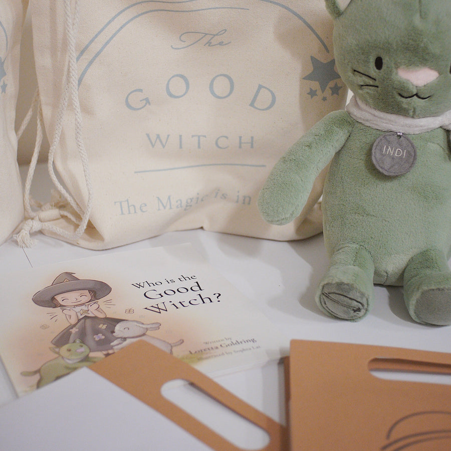 Indi the Dream Cat - Twin bundle - The Good Witch with book, bags and notepads